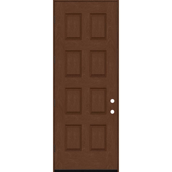 Steves & Sons Regency 36 in. x 96 in. 8-Panel RHOS Chestnut Stain Mahogany Fiberglass Prehung Front Door