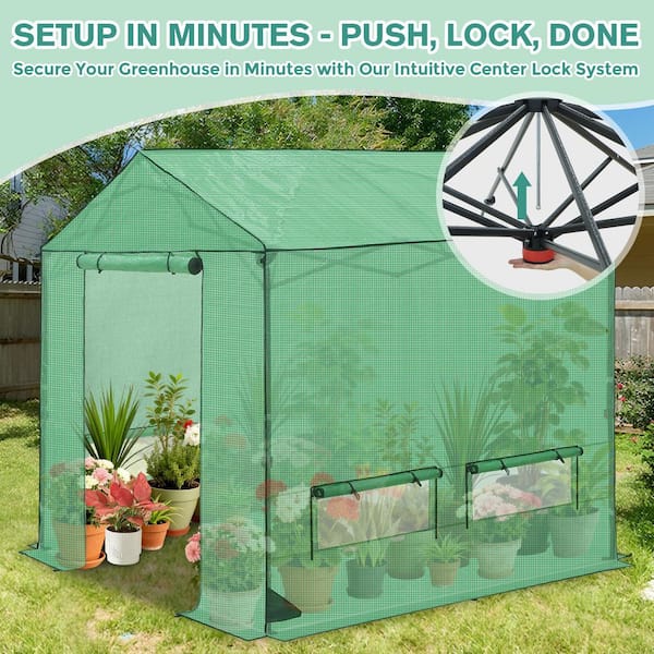COOS BAY 10 ft. x 10 ft. Pop-Up Walk-in portable Greenhouse for