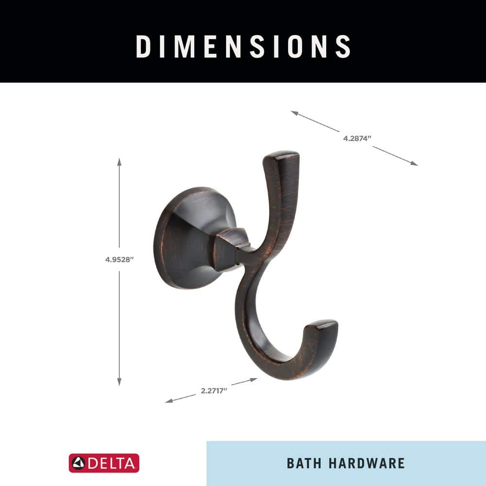 Venetian Bronze Double Hook Wall Mount Bath Accessory