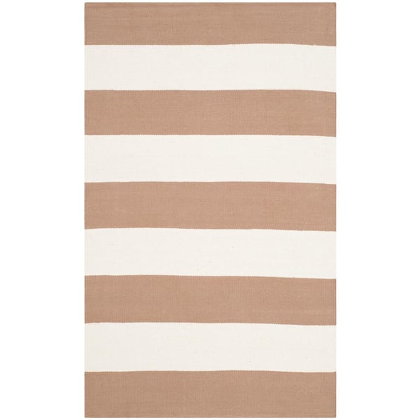 Montauk Sand/Ivory Doormat 3 ft. x 4 ft. Striped Area Rug