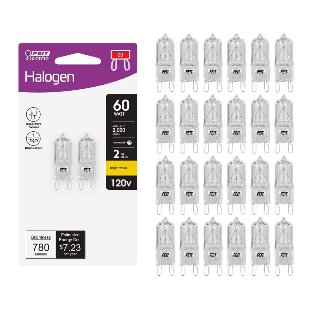 60-Watt Bright White (3000K) T4 G9 Bi-Pin Base Dimmable Decorative Halogen Light Bulb (24-Pack)