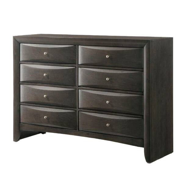 Benjara 16.81 in. Gray 8Drawer Wooden Dresser Without Mirror BM185893