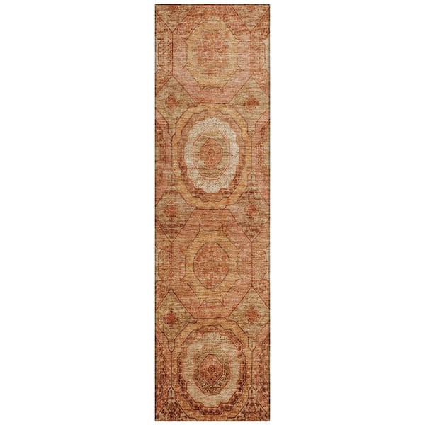 Chantille Machine Washable Indoor/Outdoor Abstract ACN2050 Terracotta 2 ft. 3 in. x 7 ft. 6 in. Runner Rug