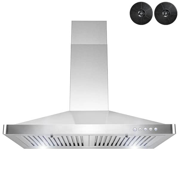 AKDY 30 in. 217 CFM Convertible Kitchen Stainless Steel Wall Mount Range Hood with LED and Carbon Filters