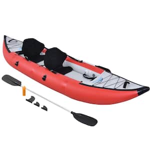 13 ft. Red Deluxe Extended Version Inflatable Kayak Set with Paddle and Air Pump