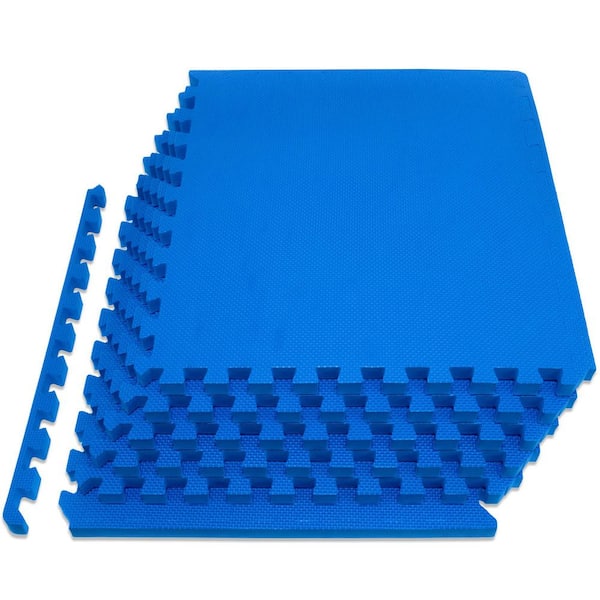 Blue 24 in. W x 24 in. L x 0.75 in. T EVA Interlocking Foam Gym Flooring Mat (6 Tiles/Pack) (24 sq. ft. )