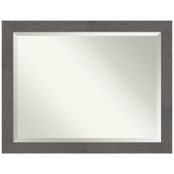 Amanti Art Rustic Plank Grey 45.5 in. x 35.5 in. Bathroom Vanity Mirror