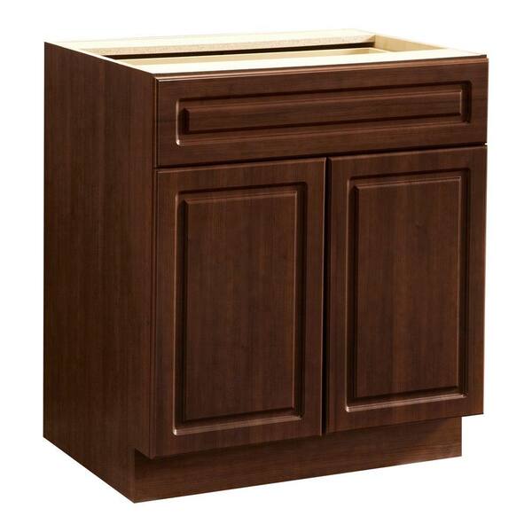 Heartland Cabinetry Heartland Ready to Assemble 30x34.5x24.3 in. Base Cabinet with Double Doors and 1 Drawer in Cherry