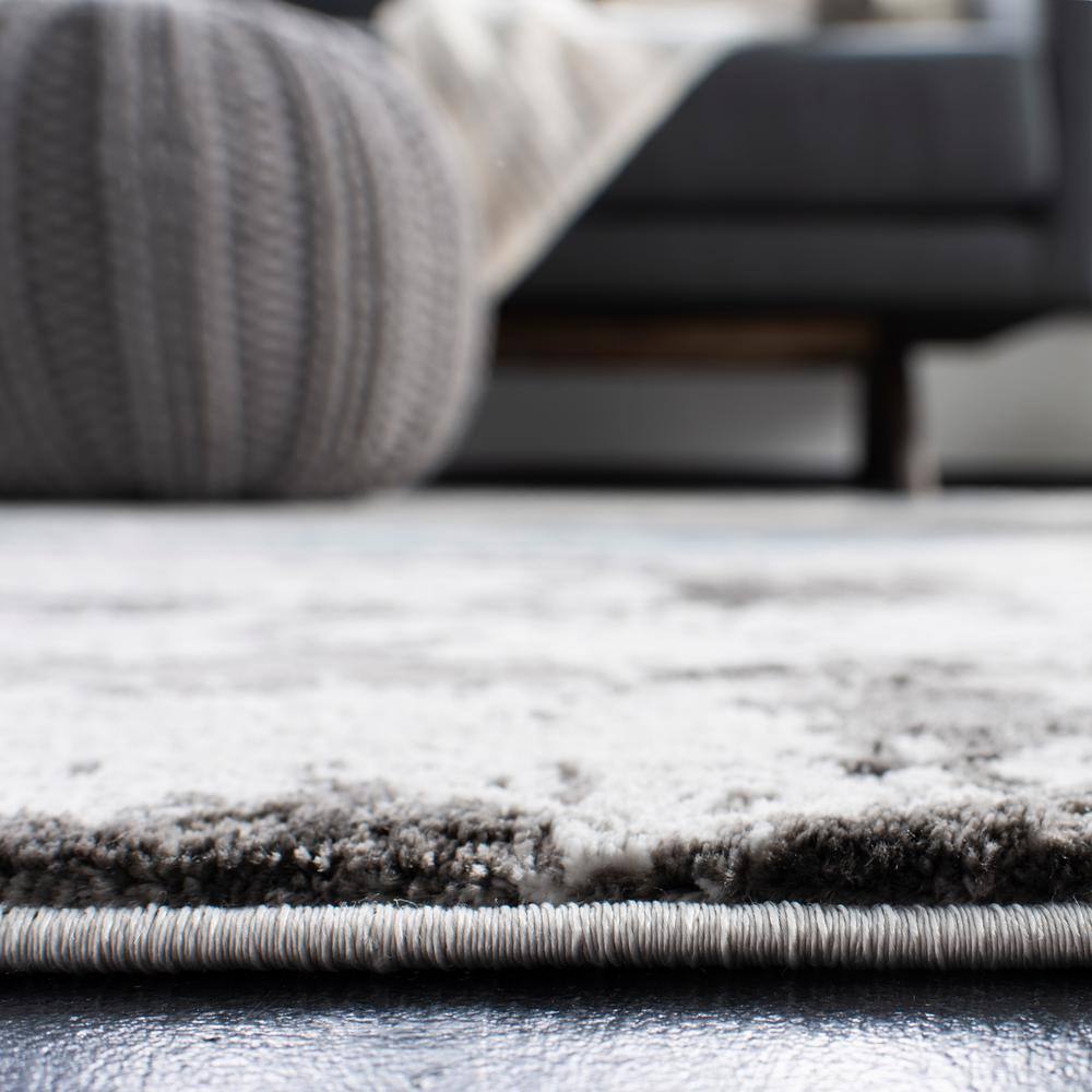 Gray Abstract Synthetic Easy Care Area Rug, 12' x 15'