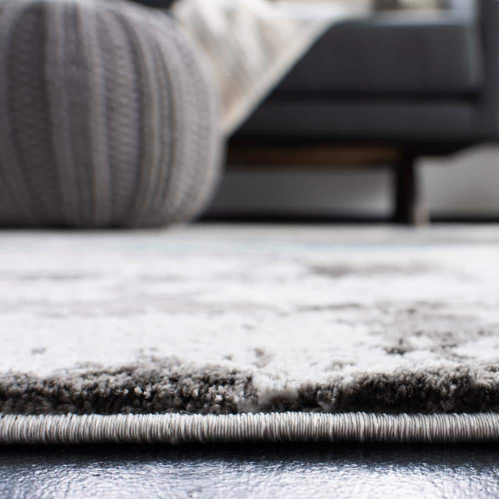 Gray Abstract Reversible 8' x 10' Synthetic Area Rug