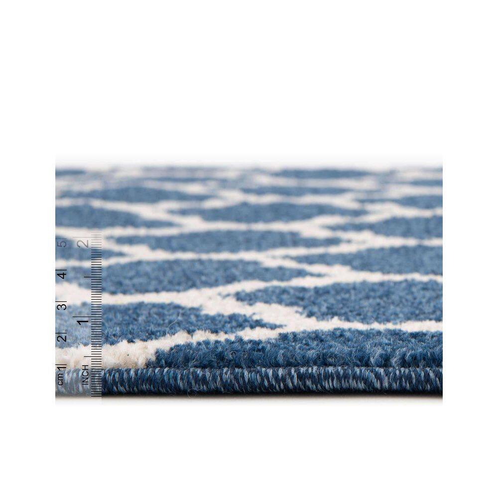 Elegant Dark Blue Trellis 4' x 6' Synthetic Easy-Care Area Rug
