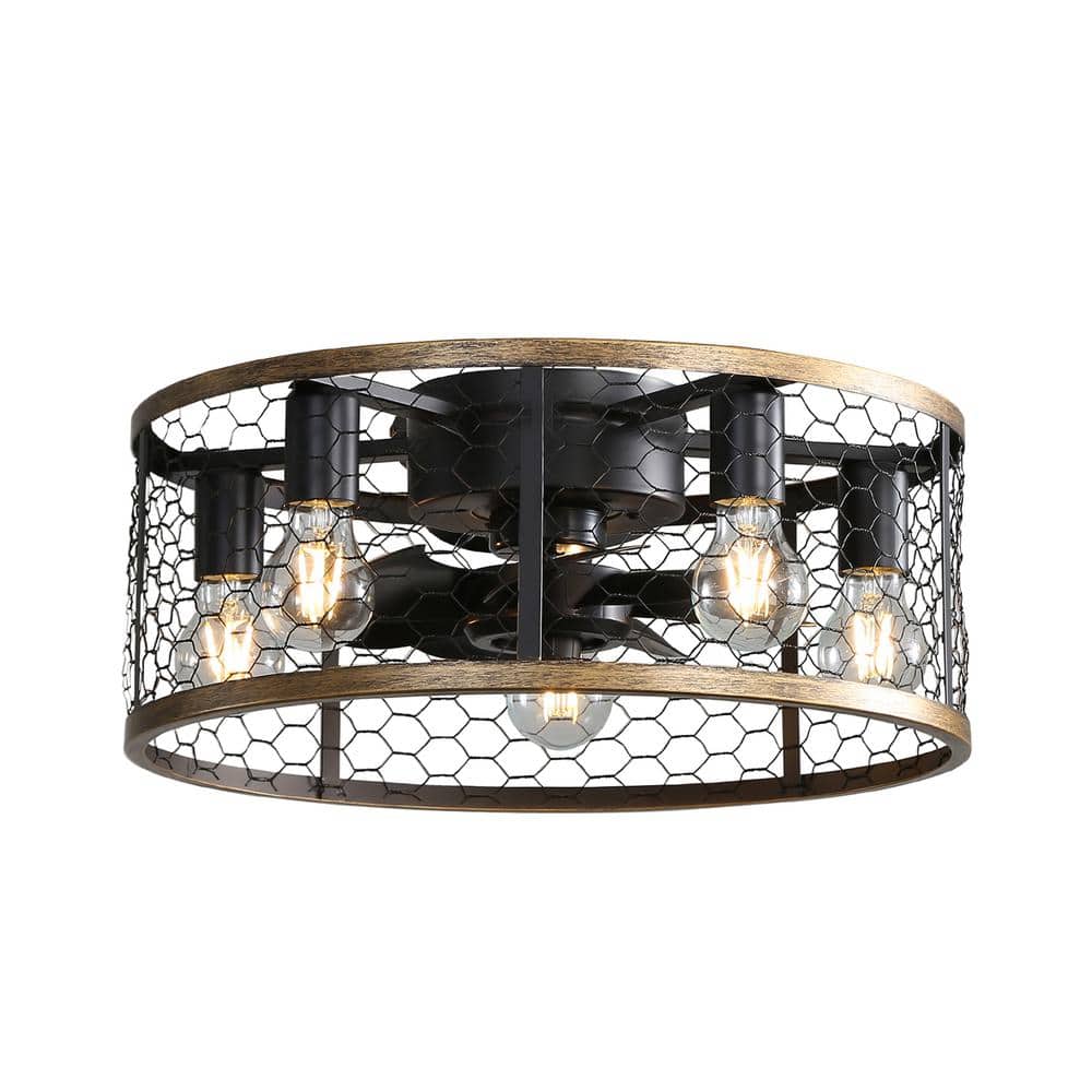 20 in. Indoor Black Small Flush Mount Standard Ceiling Fan 7-ABS Blades Rem