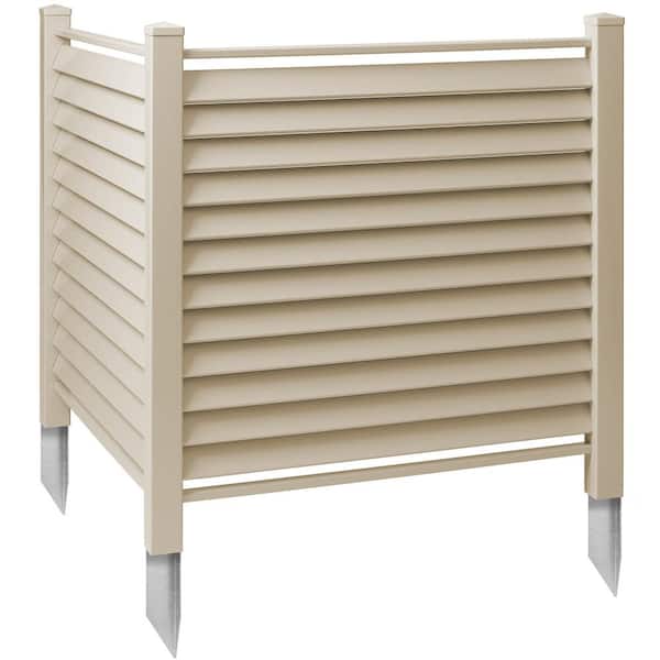 48 in. x 48 in. Louvered Privacy Screen Outdoor Vinyl Fence Panel for AC-TAN