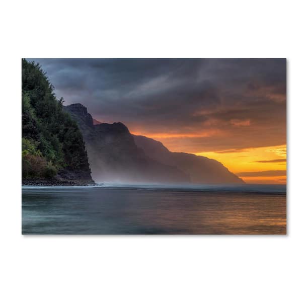 Trademark Fine Art Pierre Leclerc 'Napali Sunset Kauai' Canvas Unframed Photography Wall Art 16 in. x 24 in