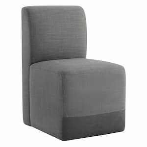 Idina Gray Faux Leather Side Chair with Casters (Set of 2)