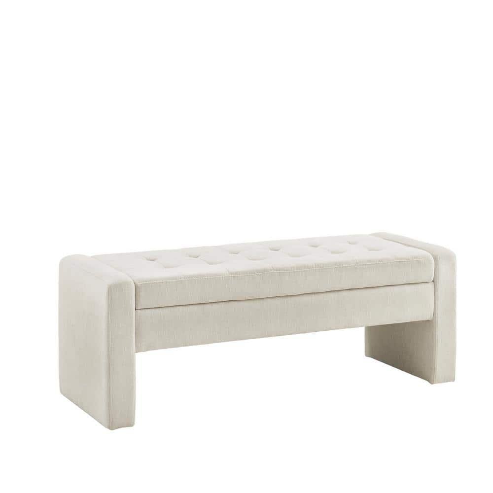Gillian Cream Upholstered Storage Bench with Flip Top