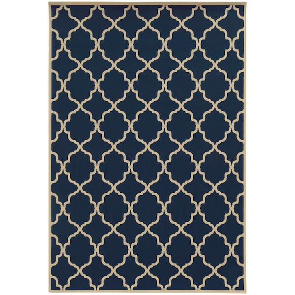 Home Decorators Collection Newport Navy 7 ft. x 10 ft. Indoor/Outdoor Patio Area Rug
