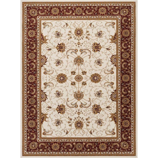 11 ft. x 8 ft. Red Ivory Oriental Antique Floral Runner Rug for Living Room Bedroom Dining Room Entryway Area Rug