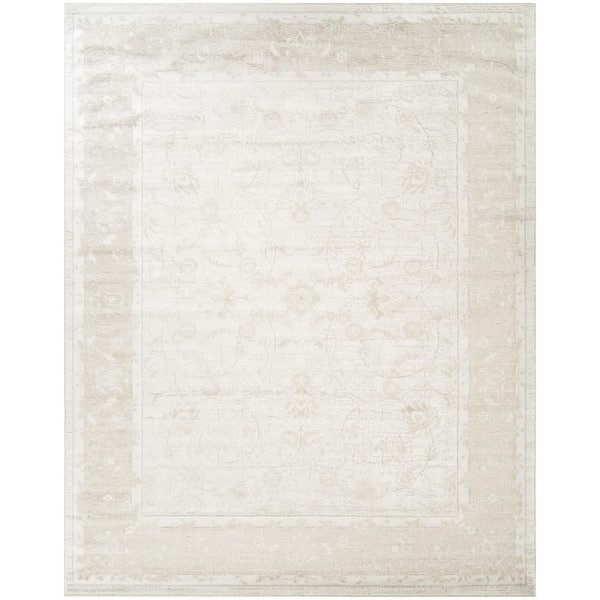 Dekor Ivory Taupe 9 ft. x 12 ft. Medallion Traditional Area Rug