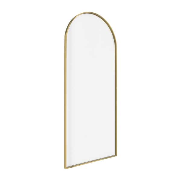 34 in.-34 in. W x 78 in. H Fixed Framed Curved Shower Door in Brushed Gold with Clear Tempered Glass and Easy-Clean