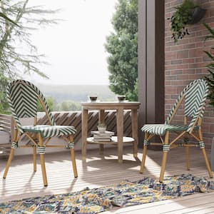 Elgine Green and Natural Tone Aluminum Outdoor Dining Chair (2-Set)