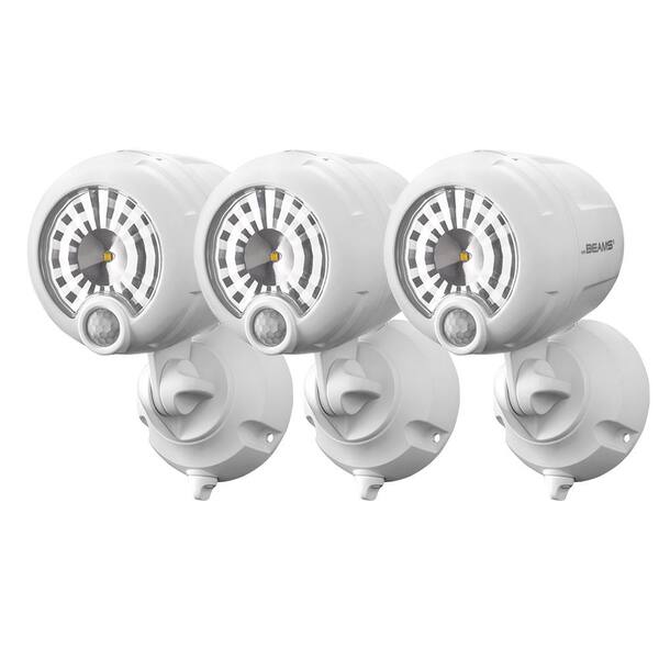Mr Beams Outdoor 200 Lumen Battery Powered Motion Activated Integrated LED Security Light, White (3-Pack)