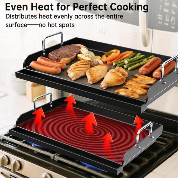 marpg5黒檀12角　艶消しステンレスグリップ格子サンドブラスト処理 Ceramic Nonstick Griddle Top 23 in. x 16 in. Steel Flat Plate with
