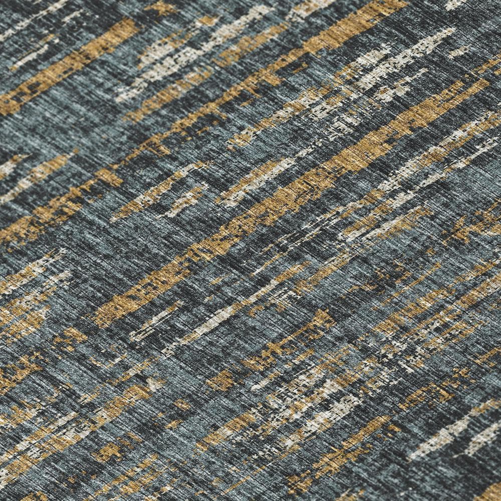 Gray and Gold Flat Woven Synthetic Non-slip 9' x 12' Area Rug