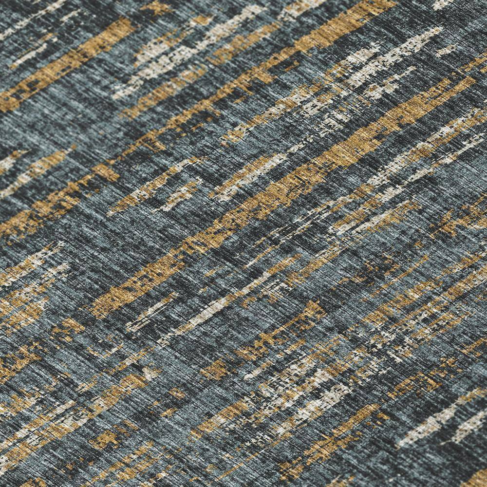 Gray and Gold Abstract Flat Woven Synthetic Rug 3' x 5'