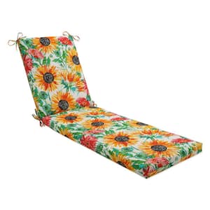 Floral 23 x 30 Outdoor Chaise Lounge Cushion in Yellow/Green Sunflowers