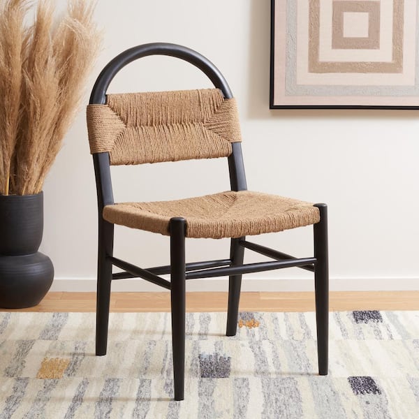 SAFAVIEH Ottilie Black/Natural 19.48 in. Wood Dining Chair