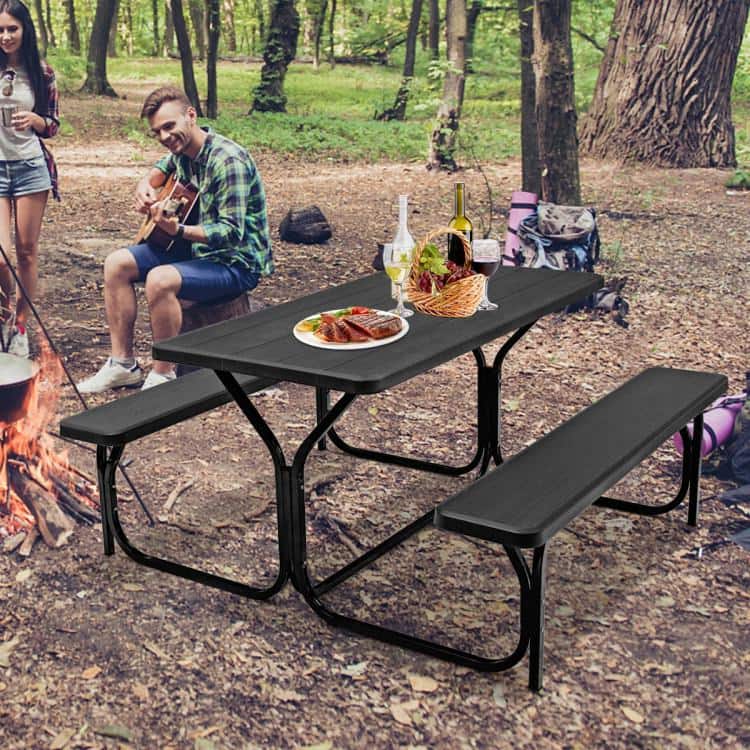 Eco-Friendly HDPE Black Picnic Table Set for 4