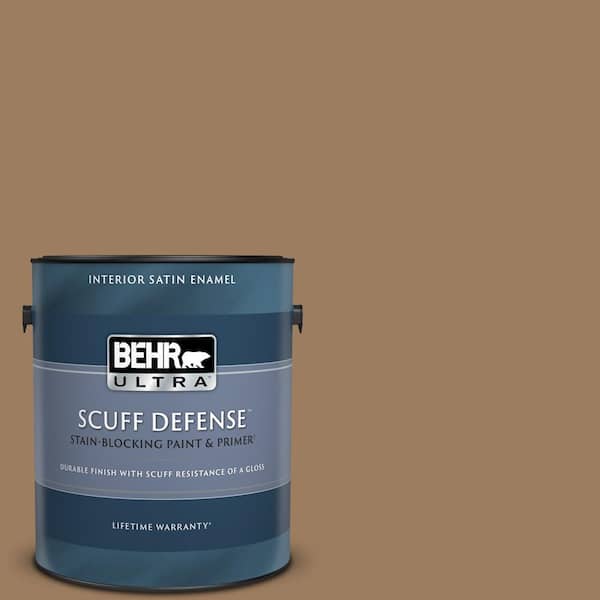 BEHR ULTRA 1 gal. #BXC-08 Safari Brown Extra Durable Satin Enamel Interior Paint & Primer