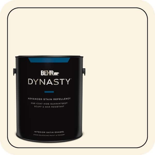 BEHR DYNASTY 1 gal. #W-D-710 Creamy White Satin Enamel Interior Stain-Blocking Paint & Primer