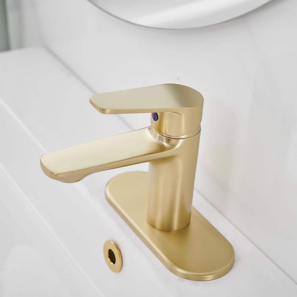 Brushed Gold Stainless Steel Single Handle Bathroom Faucet