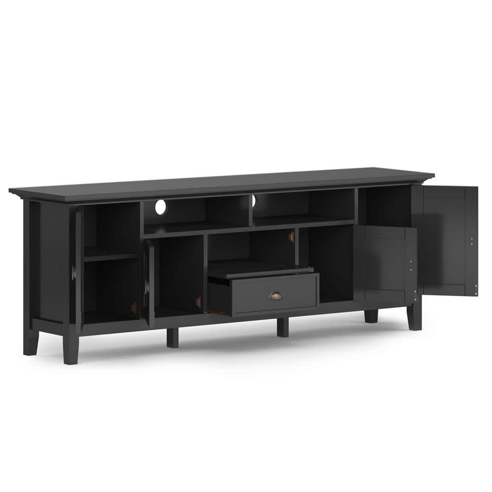 Redmond Black Solid Wood 72" TV Media Stand with Cabinets