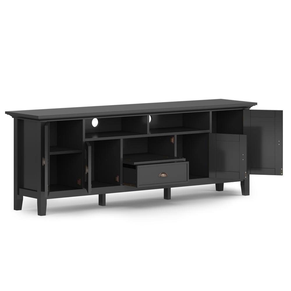 Redmond Black Solid Wood 72" TV Media Stand with Cabinets