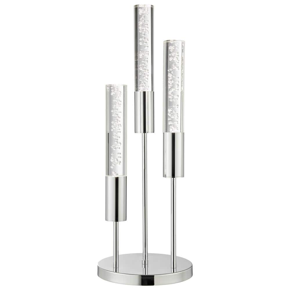 Modern Silver Acrylic Tube Table Lamp Set with Chrome Finish
