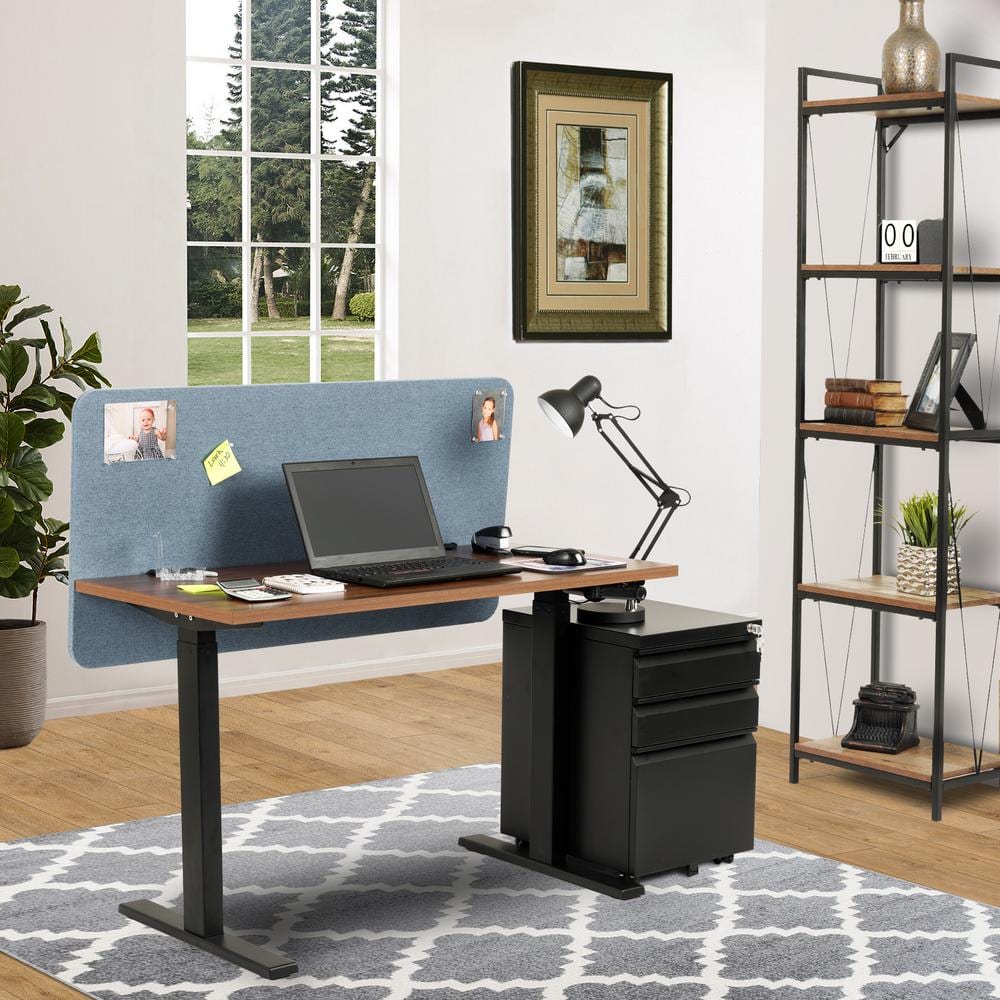 Adjustable Black Metal and Danish Walnut Wood Desk