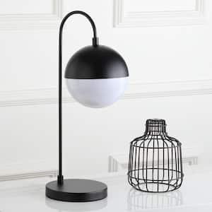 Cappi 20.5 in. Black Arc Table Lamp with Black/White Sphere Shade