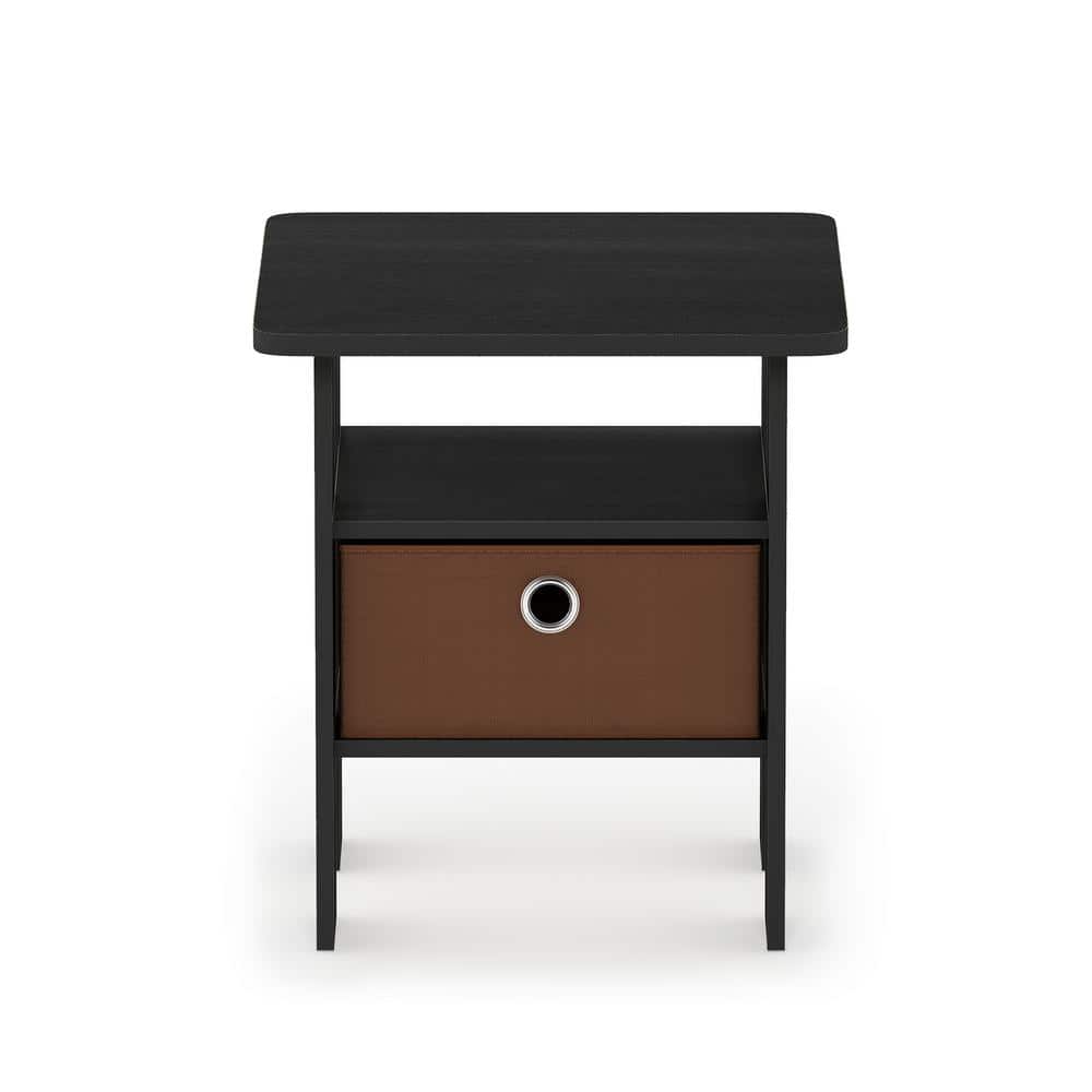 Americano Medium Brown Square End Table with Fabric Storage Bin