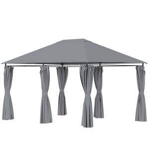 Outsunny 9.6 ft. x 11.6 ft. Gray Outdoor Canopy Shelter with 2-Tier ...