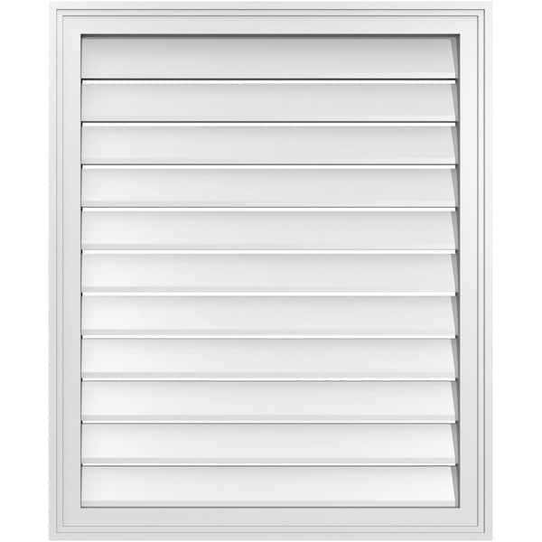 Ekena Millwork 28" x 34" Vertical Surface Mount PVC Gable Vent: Functional with Brickmould Frame
