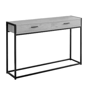 Jasmine 48 in. Gray/Black Standard Rectangle Wood Console Table with Drawers