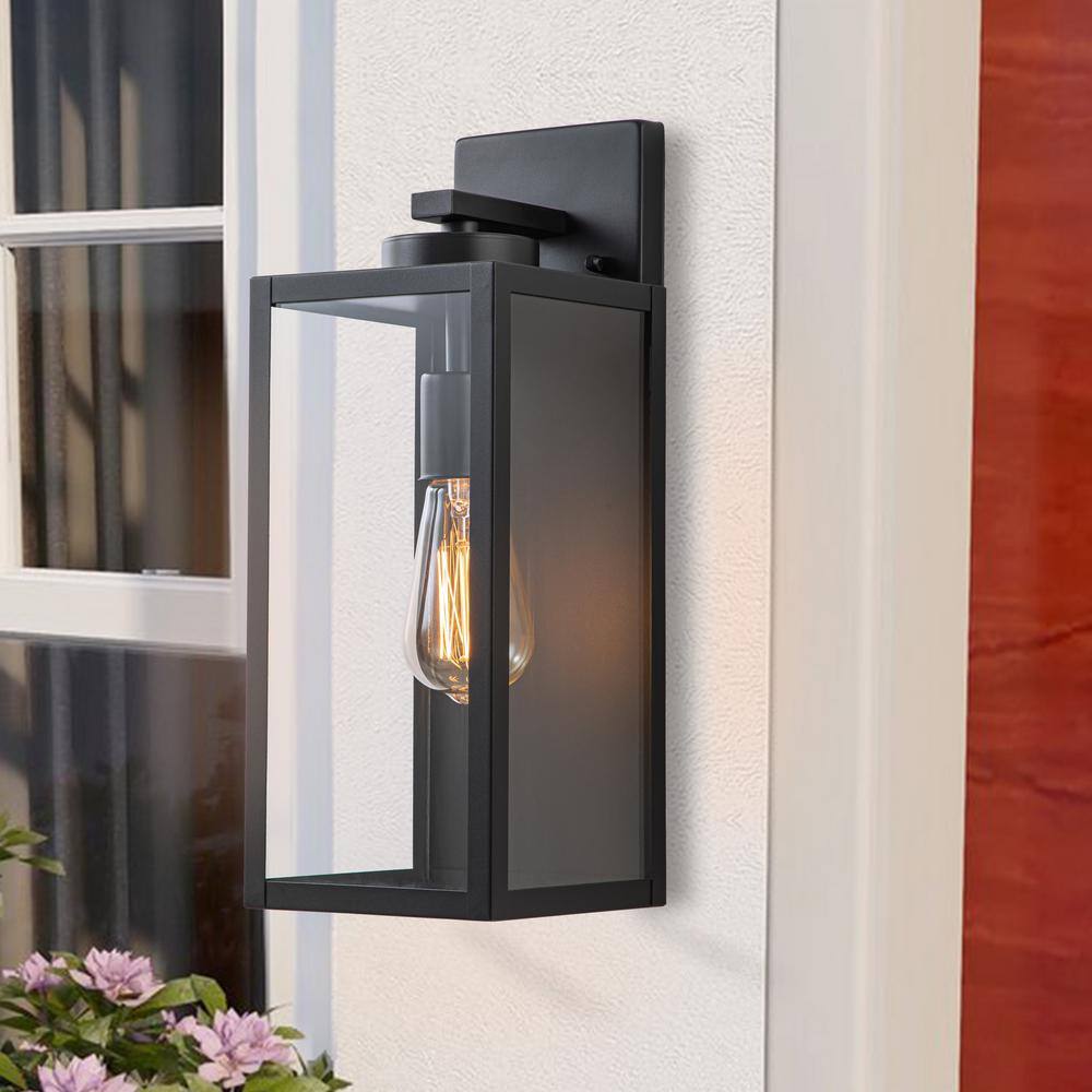 C Cattleya 1Light Large Black Outdoor Hardwired Wall Lantern Sconce