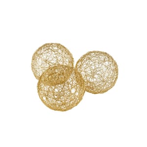 Metal Gold Decorative Orbs Set of 3