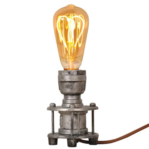 Zompoo Industrial 5.2 in. 1-Light Silver Steampunk Table Lamp for Living Room with Switch, E26 Base, Not Include Blub