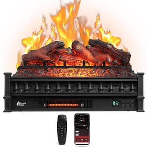 1500-Watt Eternal Flame 26 in. Infrared Quartz Electric Fireplace Log Heater Realistic Lemonwood Adjustable Flame Colors
