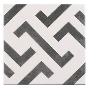 Istanelle Square 7.88 in. x 7.88 in. Matte Janian Black Porcelain Marble Tile (8.17 sq. ft./case)