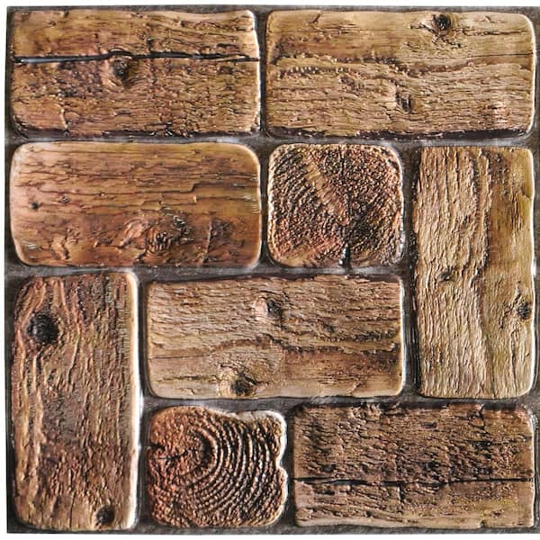 Dundee Deco 3D Falkirk Retro 1/100 in. x 38 in. x 19 in. Brown Faux Logs PVC Decorative Wall Paneling (10-Pack)